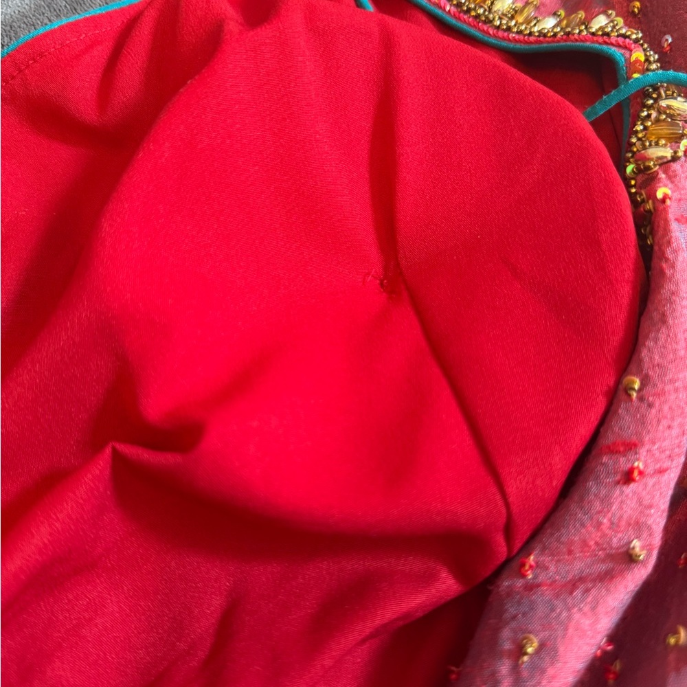 Pakistani Indian Teal and maroon Red Embellished Dress - Picture 7 of 16